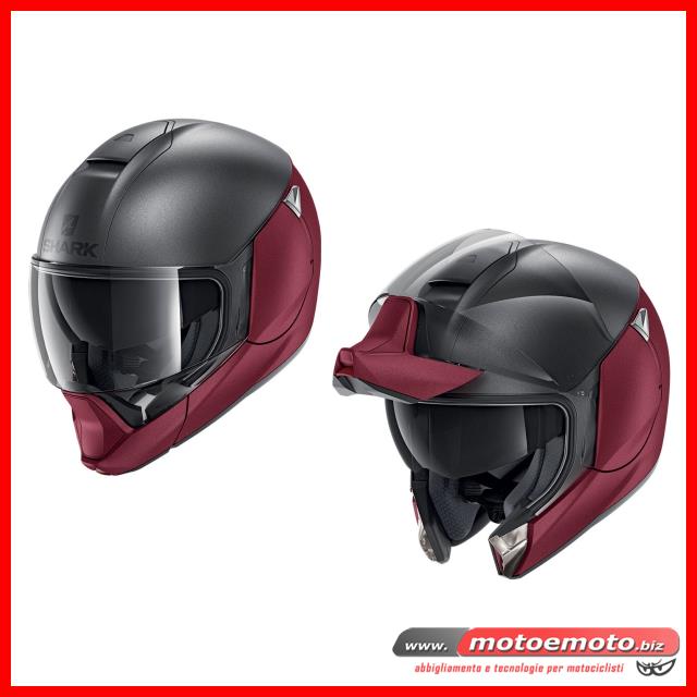 MOTO E MOTO  Helmet » Modular Helmets » Shark » Shark Evojet Dual RAR Matt  Anthracite Red